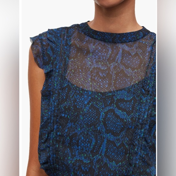 All saints Hali Tamora Snakeskin Print Dress open back ruched sheer - Picture 3 of 6